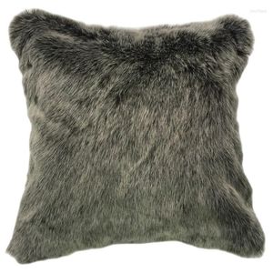 Pillow Home Decorative Dark Grey Faux Fur Cover Acrylic Sofa Throw Case For Living Room