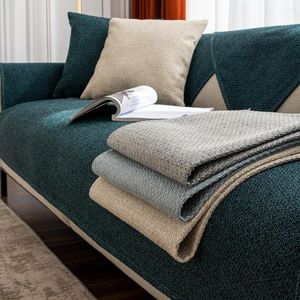 Tampas de cadeira Sofá de tecido de linho sofá sofá -laço de cor sólida Breathe Toalha para Lar Room Casa Casa Grilhada Pano