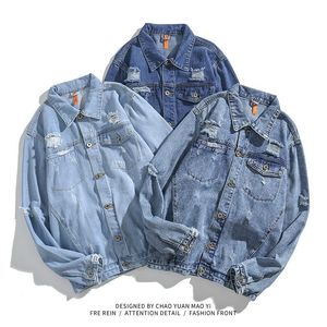 Men's Jackets Autumn Winter Men Denim Jacket Streetwear Punk Hip Hop Harajuku Coats Mens Fashion Clothing Trends Japanese FashionMen's