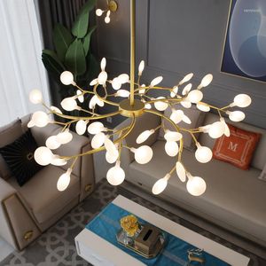 Chandeliers Nordic Design Firefly Chandelier For Girl Bedroom Flower Hanging Lamp Living Room White/smoke Gray/clear Acrylic Lighting