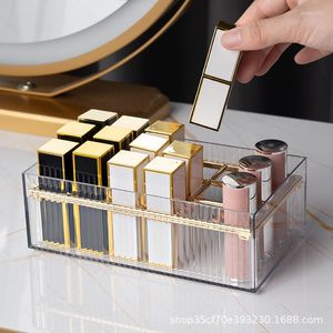 Aufbewahrungsboxen Lippenstift Box Transparent Place Lipglasur Makeup Organizer Mehrkompartiment Haustier Desktop Badezimmerregale