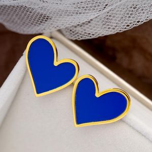 Hoop Earrings 2023 Est Fashion Stainless Steel Gold Color Blue Heart Ears Earring Simple Atmosphere Titanium Gift For Woman Jewelry