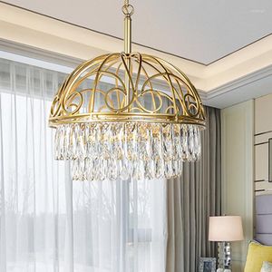 Hängslampor American Minimalist Crystal Living Room Chandelier Post-Modern Light Luxury Bedroom Restaurant Creative Designer