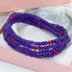 Strand Original DIY 4 ROWS Multilayer Armband Purple Natural Stone Jades Chalcedony 2 4mm Facetter Abacus Magnetic Clasp smycken B2769