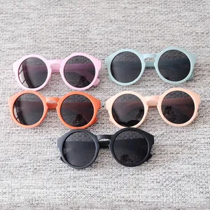 Fashion Boy And Girl Factory Eyewear Kids Size Simple Solid Sunglasses Candy Colors Round Glasses