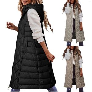 Gilet da donna Giacca da cappotto casual solido da donna Gilet con cappuccio Cerniera Cappotti e giacche lunghi da donna Juniors