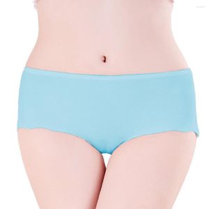 Spodnie Plus-rozmiar Ultra-cienkie kobiety bezproblemowe seksowne stringi solidne majtki miękkie majtki podstawowe lodowe bielizny bielizny