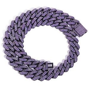 Mężczyźni Kobiety Bling Łańcuchy 15 mm 16-24-calowe Złoto Pleteczkowe Purple CZ Naszyjnik kubański 7/8/9 cal Bransoletka Modna biżuteria