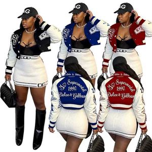 Womens Jackets Designer New Color Blocking Coat Single Breasted Letter Printed Baseball Jersey Sports Top 3 Colours