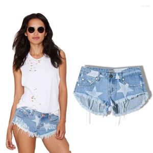 Shorts femininos borla praia estrelas impressão jean mulheres casual denim cintura alta feminino elegante verão boho curto femme sexy