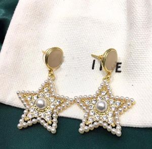 Utsökta Pearl Star Drop Dangle Earring Brand Ear Stud Women's Party Bröllop Luxuriska smycken örhängen Errickar Arets