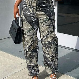 Women's Pants s XIKTOP Camouflage Cargo Women Autumn Vintage Pockets Trousers Harajuku Y2k Casual Hipster Streetwear Grunge 230105