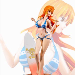 Akcja Figury 33 cm anime jeden kawałek Nami Fashion Fashion Sexy Beach Surf Surf Swimsuit Girl Figurina Pvc Kolekcja statua Statue Prezent T230105