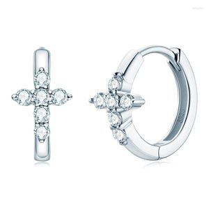 Hoop Earrings KUGG 2.0mm VVS1 Moissanite Cross For Men Women 925 Sterling Silver Certified Fine Jewelry Wholesale Christmas Gift