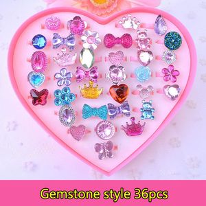 Novelty Games Cute Cartoon Rings Children Girls Ring Pretend Play Makeup Toys Crystal Jewelry Alloy Animal Enamel Ring 1277