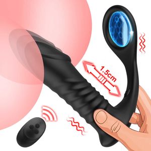 Articoli di bellezza Vibratore anale maschile Massaggiatore prostatico telescopico giocattoli sexy per uomini Adulti 18 Butt Plug Man Stimolatore Delay Cock Ring