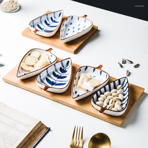 Plates Japanese Ceramic Leaf Shape Seasoning Dried Fruit Plate Candy Soy Sauce Vinegar Dish Dessert Snack Tray El Tableware