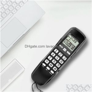 Inne produkty automatyzacyjne Mini ścian telefon domowy biuro El przychodzące dzwoniący identyfikator lcd wyświetlacz telefon stacjonarny telefon czarny upuszczenie Schoo Dhnfn