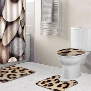 Set di accessori per il bagno Stampa di motivi in pelliccia di animale Accessori per la decorazione del bagno 3 pezzi Copriwater creativo americano assorbente antiscivolo