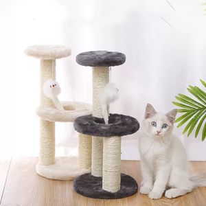 Móveis de gato arranhões brinquedos arranhando pós -sisal corda scratcher 3 players árvore para gatinho moer arca de escalada posts Post Pet F 230106