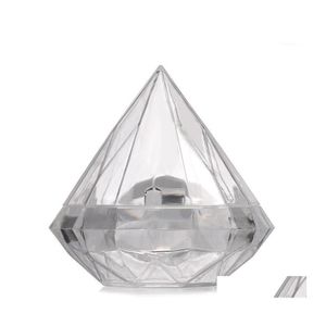 Confezione regalo 48 pz/lotto plastica trasparente a forma di diamante scatola di caramelle trasparente bomboniera scatole titolari regali Givea Boda1 consegna di goccia Ho Dhop1