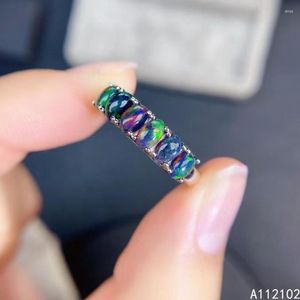 Cluster Rings KJJEAXCMY Fine Jewelry 925 Sterling Silver Inlaid Natural Black Opal Girls Chinese Style Simple Gem Ring Support Test