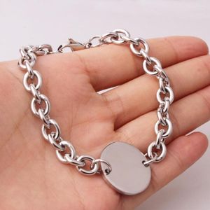 Link Bracelets Fashion Jewelry Stainless Steel Silver Color Polished Round Tag Rolo Chain Womens Unisexs Bracelet Bangle 8" 8mm Gift