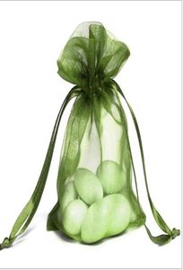 Green Organza Gift Bags 7x9cm 9x12см 12x17см 15x20см 20x30см для ювелирных мешков для шнурки для свадебной вечеринки по случаю дня рождения держатели 2114401
