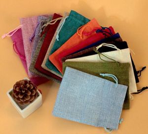 Drawstring Natural Burlap Bag Jute Gift Bags Multi -size sieraden Verpakking Trouwtassen met snoeptas GB4009923876