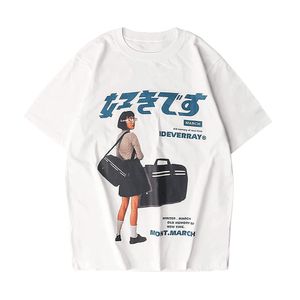 Women S T Shirt Hip Hop Streetwear HARAJUKU T SHIRT Dziewczyna Japońska kanji nadruk Tshirt Rock Music Hiphop Men Bawełniane topy krótkie rękaw