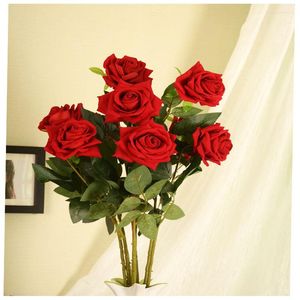 Dekorativa blommor 10cm 1st Romantic Rose Artificial Flower Diy Red Pink Silk Fake For Party Home Wedding Decoration Valentine's Day