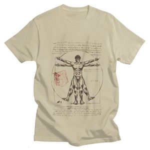 Erkek Tişörtleri Titan Vitruvian Eren T Shirt Homme Yumuşak Pamuklu Tees Anime Manga Shingeki No Kyojin Tshirt Kısa Kollu Yaz T-Shirt 230106