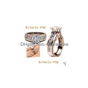 Anéis de casamento Explosões mais vendidas Ladies Ring Alloy Rose Gold Color Jewelry Atacado e entrega de gota de varejo DH6D4