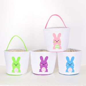 Happy Easter Bunny Baskets Spring Party Rabbit Handväskor Canvas Candy Egg Storage Bag Kids Hunt Eggs Event Gifts
