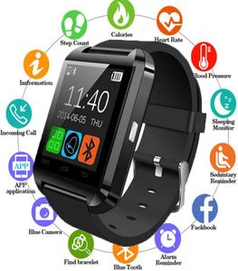 Nieuwe stijlvolle U8 Bluetooth Smart Watch voor iPhone iOS Android -horloges Dragen klok draagbare apparaten smartwatch pk eenvoudig te dragen1850252