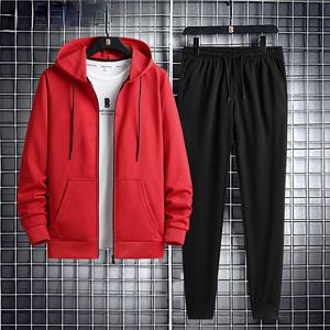 Men's Tracksuits 2023 Mannen Set Lente Herfst Capuchon Broek 2Pc Sets Heren Hoodies Jogging Rits Trainingspak Man Winter Sport Past 4XL