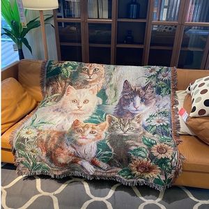 Kocowa sofa pokrywka kot słonecznika z dzianinowym tkaniną ręcznik z łóżkiem pełny edycja mata podłogowa Dekoracja pokoju 230106