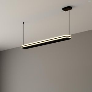 Lustres 70W Minimalisme Moderne Led Lustre Salle À Manger Cuisine Suspensions Lumières Noir / Or Luminaires Intérieurs