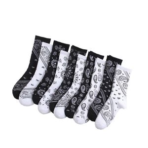 Women Socks & Hosiery Black White Cotton Funny Flower Bandanna Paisley West Hiphop Top Street Skate Fashion Skateboard Youth