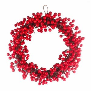 Decorative Flowers 14 Inches Red Berry Wreath Off All Season For Festival Christmas Large Outdoor Flower Happy Birthday