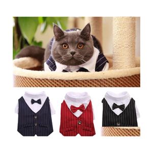 Trajes de gatos bonitos cães de cães roupas de moda de moda sólida para gatos cães cães pequenos aniversário festas roupas roupas dhwyk