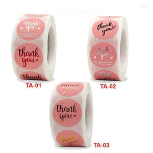 Gift Wrap 500Pcs 2.5cm Pink Thank You /Handmade Romantic Colorful Bronzing Label Commodity Decoration Self-adhesive