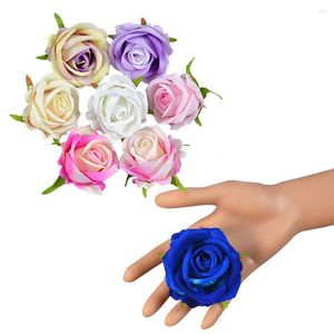Kwiaty dekoracyjne 10pcs7cm róża sztuczna jedwabna głowice kwiatowe dekoracje DIY wieniec dom
