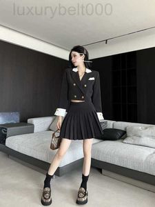 Two Piece Dress designer new splicing acetic acid suit collar Short skirt X563