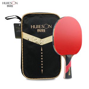 Huieson 6 estrellas Raqueta de tenis Wenge Wure Fibra de carbono Hoja Sticky Pinmples-En goma de goma súper potente Ping Pong Racket Bat C181120248f