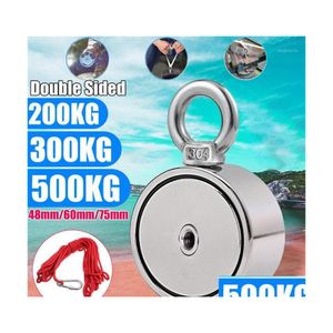 Ganci Rails 200/300 / 500Kg Powerf Double Sided Neodimio Metal Detector Kit da pesca 10M Strong Rope Aimant Puissant 19Aug301 Dhkbn