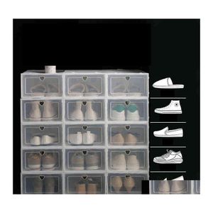 Storage Boxes Bins 1Pc Fold Plastic Shoe Thickened Dustproof Transparent Shoes Box Organize Superimposed Combination Cabinet Vtm T Dh1Mw