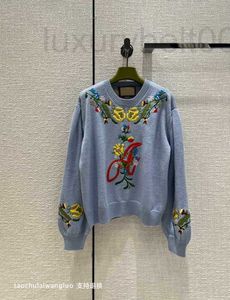 Women's Sweaters designer Flower Embroidery Cashmere Sweater Slouchy Loose Lantern Sleeve Knitwear Women ZNIZ