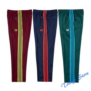 Men's Pants Red Outdoor Straight Trousers Drawstring Zipper Pocket Needles Butterfly Embroidery Man Women Casual 1 1 AWGE Sweatpants 230107