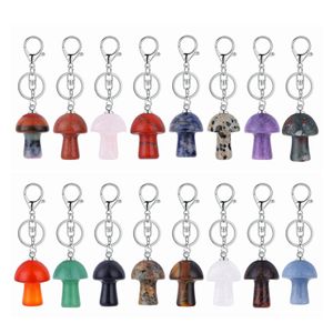 Key Rings Healing Chakra Gemstone Mushroom Pendant Ring For Women Men Natural Quartz Crystal Rock Charm Keychains Drop Delivery Jewel Dhl4Z